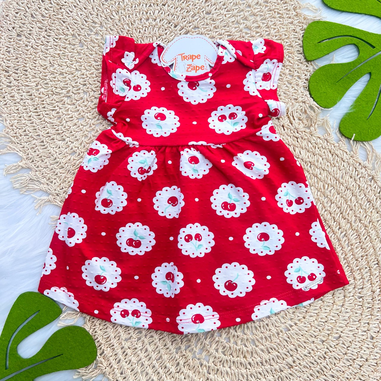 Vestido Ana Bola com Cerejinhas - Vermelho